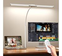 SKYLEO Lampada da Scrivania LED - Doppia Testa con Telecomando e Controllo Touch - Protezione degli Occhi - 12 W, 5 Modalità di Colore, Funzione Timer e Memoria, Collo di Cigno Flessibile - per Home