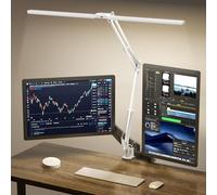 SKYLEO Lampada da Scrivania LED, Doppia Testa -Telecomando, 2400 LM, 24W, 5 Modi di Temperatura, Dimmerabile -Temp & Mem, Facile Installare - Per Ufficio, Letture - Bianco
