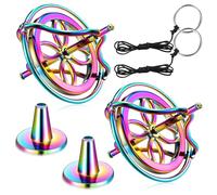 Skylety 2 Pezzi 2 Pezzi Giroscopio Giocattoli Giroscopio Antigravità in Metallo Giroscopio di Precisione Colorato per Regali Educativi di Natale(Colorato)