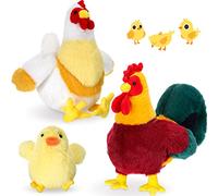 Skylety 3 Pezzi Set di Pollo di Animali di Peluche Regali Simpatico Pulcino di Peluche con Pollo e Gallo Arrogante per la Festa della Mamma Compleanno