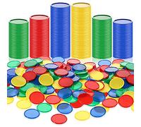 Skylety 400 Fiches Poker in Plastica 4 Colori 1 Pollice Piccoli Contatori di Apprendimento Carta Chip Vuota per Gioco Conteggio Apprendimento Matematica Premio (Rosso, Blu, Verde, Giallo)