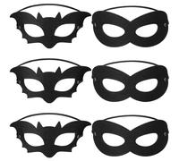 Skylety 6 Pezzi Maschere per gli Occhi in Feltro Maschera di Carnevale Maschera da Bandito Maschere per Costume da Ballo Halloween Festival Costumi di Fantasia Cosplay (Stile Pipistrello e Rotondo)