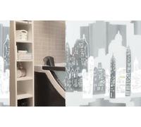 Skyline Argento Bianco Eco Tenda Da Doccia 180 X 200 CM. 100% PEVA