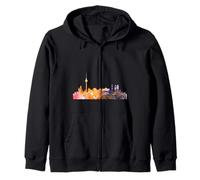 Skyline Berlino Germania Capitale Acquerello Look Felpa con Cappuccio
