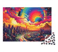 Skyline Città Colorata Puzzle 1000 Pezzi Carta per Adulti Tramonto Arcobaleno Gioco di Puzzle 1000 Pezzi Relax Famiglia Decorazione 70x50cm/1000pcs