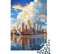Skyline Città Moderna Puzzle 1000 Pezzi Carta Puzzle per Adulti Riflesso sull'Acqua Urban Rilassamento e Famiglia 52x38cm/1000pcs