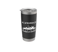 Skyline del Cairo GPS coordinate silhouette immagine città Egitto Bicchiere termico in acciaio inox doppia parete
