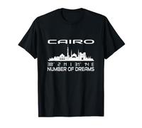 Skyline del Cairo GPS Coordinate Silhouette Immagine Città Egitto Maglietta