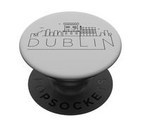Skyline della città di Dublino,Capitale d'Irlanda,Linea Art sottile pulita PopSockets PopGrip Adesivo