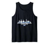 Skyline della Città di Glasgow con monumenti iconici e Bandiera della Scozia Canotta