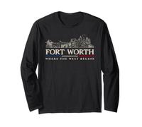 Skyline d'Epoca di Viaggio di Fort Worth Maglia a Manica