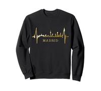 Skyline di Madrid Battito del Cuore Spagna Silhouette Love Felpa