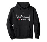 Skyline di Monaco di Baviera Battito del Cuore Adoro München Felpa con Cappuccio