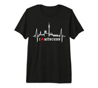 Skyline di Monaco di Baviera Battito del Cuore Adoro München Maglietta Premium
