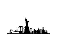 Skyline di New York Statua della Libertà Usa Adesivi murali 60x146.8cm Vetrine Nero