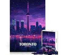Skyline di Toronto, Canada, di notte Puzzle da 1000 pezzi per adolescenti Sviluppa le capacità analitiche Divertente e tranquillo Unisci i pezzi con precisione Elegante regalo di Natale (38x26cm)