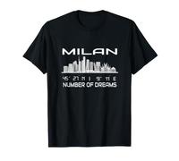 Skyline Milano Silhouette GPS Coordinate Lombardia Italia Maglietta
