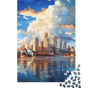 Skyline Moderna della Città Puzzle 1000 Pezzi carta per adulti Riflesso Tramonto Set Puzzle 1000 Pezzi relax decorazione casa regalo 70x50cm/1000pcs