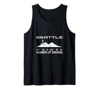 Skyline Seattle GPS Coordinate Immagine Città sagoma USA Canotta