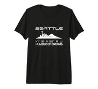 Skyline Seattle GPS Coordinate Immagine Città sagoma USA Maglietta Premium