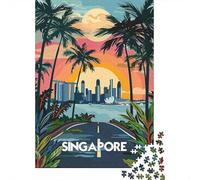 Skyline Singapore Puzzle 1000 Pezzi Tramonto Tropicale Gioco di Puzzle 1000 Pezzi Puzzle per Adulti Relax Regalo Decorazione 52x38cm/1000pcs