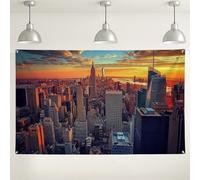 Skyline Sunset City Sfondo fotografico, paesaggio urbano, perfetto per feste a tema New York, eventi interni ed esterni, celebrazioni, 180 x 109 cm