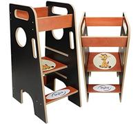 Skyline Torre di Apprendimento Libreria Montessoriana per Bambini Scaletta Pieghevole Tavolino Sedia Torretta Pieghevoli Scrivania Sgabello Tavolo Kitchen Helper Learning Tower Nero con giraffa