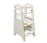 Skyline Torre di Apprendimento Libreria Montessoriana per Bambini Scaletta Pieghevole Tavolino Torretta Pieghevoli Scrivania Sgabello Tavolo Kitchen Helper Learning Tower bianco/giraffa