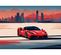 Skyline urbano moderno e arte della parete per auto decorazione viva...