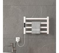 SKYLYZH Portasciugamani Elettrico 550x350mm Scaldasalviette Radiatore da Bagno Elettrico Portasciugamani Intelligente, IP24, Regolazione della Temperatura 30℃-70℃, Temporizzazione 1-9 Ore-White Left