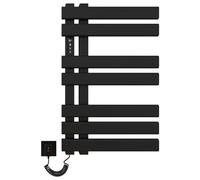 SKYLYZH Scaldasalviette Elettrico Bagno, Termoarredo Intelligente a Temperatura Costante, Towel Warmer Nero Opaco, Portasciugamani 450x720mm, Temperatura Regolabile, Risparmio Energetico-Black Left