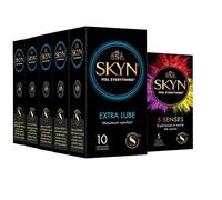 SKYN Preservativi ANALLERGICI Profilattici 50 Extra Lubricated + 5 Five Senses