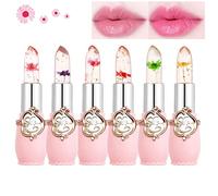Skynest Rossetto Gelatina Fiore Trasparente - 6 Confezioni Nutriente Idratante Balsamo per Labbra Che Cambia Colore (Rosa)