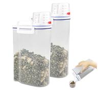 Skynzor 2Pcs Contenitore Ermetico Cane, Contenitori Alimentari per Cani Gatti Cibo, Porta Crocchette Gatto Con Misurino, Scatola per Conservazione Alimenti, per Cereali Cibo Secco Riso e Farina