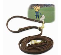 Skyout Guinzaglio per Cani in Pelle - Cuoio Regolabile per Taglia Grande e Media, Lunghezza 2,5m - Addestramento di Alta Qualità