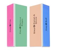 SKYPIA 2 Packs 4 Way Nail Buffer Block Nail Files and Buffers, Smooth & Buff & Shine Professional Nail Files 2 Counts