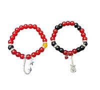 SkyPOOU 1/2Pcs Corrispondenza Set Mix Bead Coppia Braccialetti Regolabile Catene Elastiche Braccialetto Ornamento Trasporto di Goccia, Misura unica, come descritto