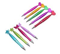 SkyPOOU 10 penne a sfera a spirale, scrittura liscia, cuore e farfalla, colore nero, articoli di cancelleria