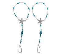 SkyPOOU Accessori per gioielli personalizzati, 2 braccialetti per caviglie, catene per piedi, catena alla caviglia, a piedi nudi, sandali, spiaggia, matrimoni, decorazioni per i piedi, perline per la