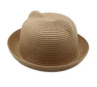 SkyPOOU Cappello di paglia genitore-figlio parasole pescatore orecchie di gatto per sole sorpresa vacanza donna cappelli di paglia pescatore per con protezione cinghia, C, Children