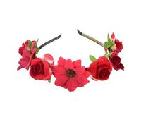 SkyPOOU Cerchietto per capelli con fiori e sole, per donne e ragazze, ghirlande, accessori per capelli per fotografia, accessori per feste musicali. Rossore. Circa 55-60 cm