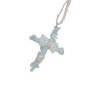 SkyPOOU Collana con croci di rose in pizzo fatta a mano, lunghezza regolabile, design unico per donne, idee gioielli vintage alla moda