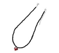 SkyPOOU Collana con perline di cristallo nero con ciondolo a forma di cuore, lunghezza regolabile, girocollo elegante per donne alla moda