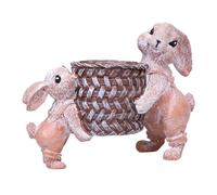 SkyPOOU Coniglietti di Pasqua che sollevano il cestino Figura Resine Conigli Statua Indoor Piccoli vasi di fiori per piante grasse Decorazioni da tavolo per piante grasse