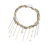 SkyPOOU Elegante collana con ciondolo a forma di serpente con nappe a forma di cuore e perline artigianali, accessorio per migliorare qualsiasi outfit alla moda