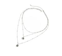 SkyPOOU Elegante collana con ciondolo in acrilico con diamanti neri minimalisti catena girocollo per le donne uso quotidiano