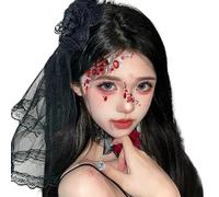 SkyPOOU Elegante fermaglio per capelli con velo, regolabile, da sposa, accessorio per capelli romantico, nero, circa 35 cm