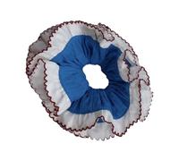 SkyPOOU Eleganti anelli per capelli con bordo a lacci, multistrato con volant, per donne e ragazze. Rossore blu. Circa 15 cm