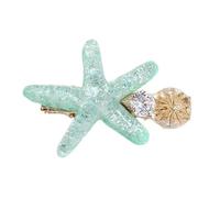 SkyPOOU Fermaglio per capelli a becco d'anatra in metallo acrilico decorativo fermagli per capelli per donne Styling.Stella marina verde