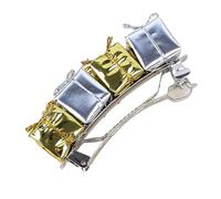 SkyPOOU Fermaglio per capelli a tema festival per donne e ragazze Fermagli per capelli alla moda Fermagli per capelli laterali metallici per feste Strumento per lo styling dei capelli. Oro Argento.